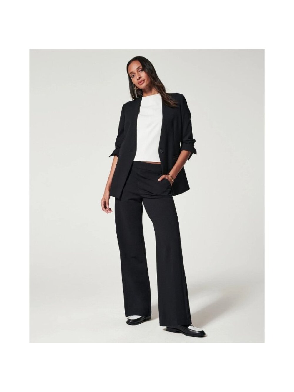 NWT Spanx Perfect‎ Collarless Blazer Classic Black MEDIUM ponte knit business